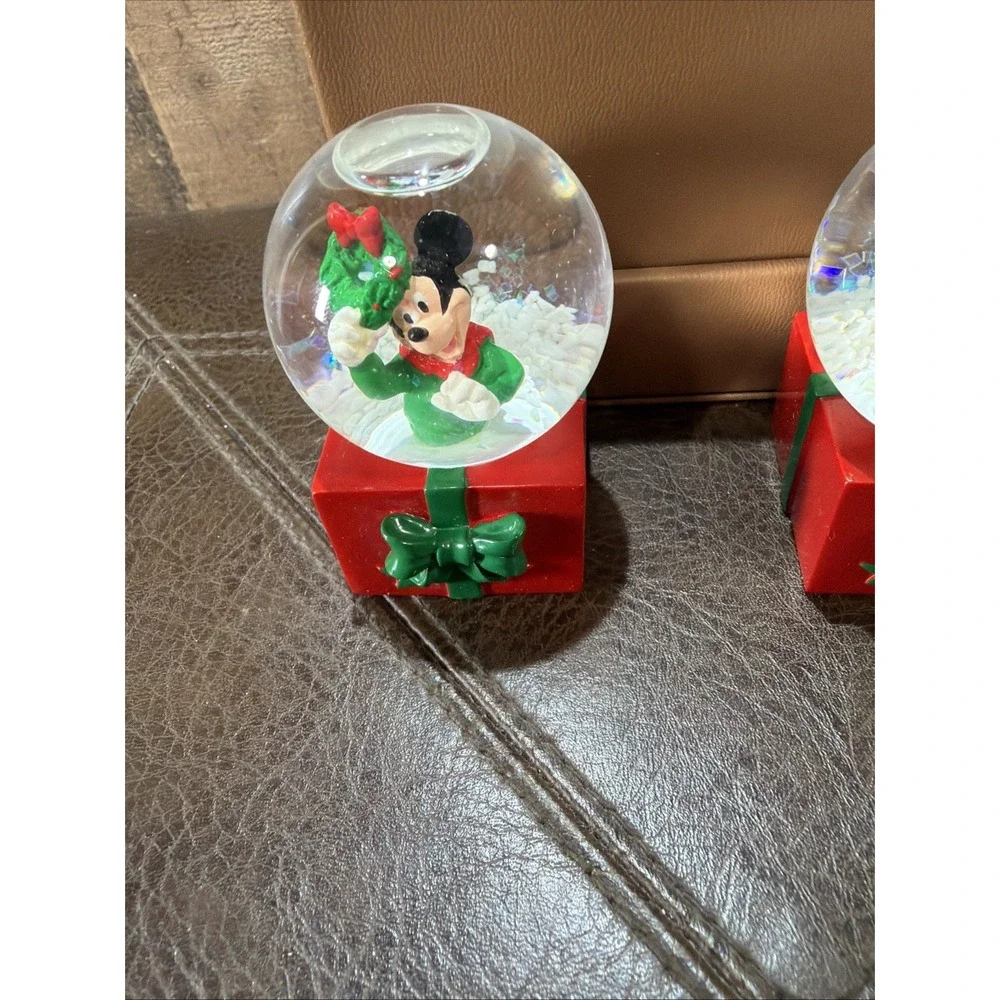 Disney JCPenney Mickey Mouse Christmas Holiday Mini Snow Globes Vintage Lot Of 3